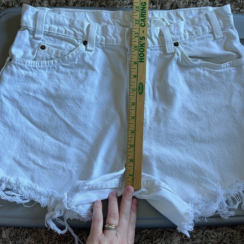 Levi’s vintage orange tab 550 relax fit white rigid denim diy cut off mom short - Picture 6 of 11